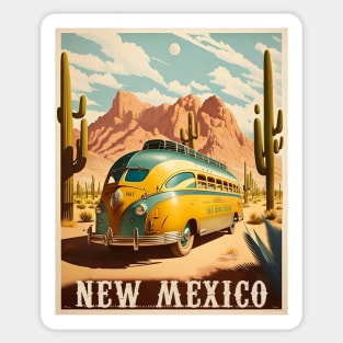 New Mexico Caravan Vintage Travel Art Poster Sticker